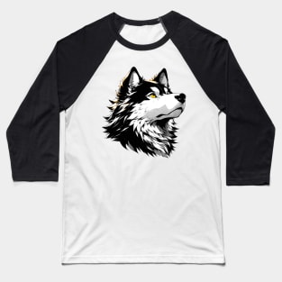 Stunning and Cool Karelian Bear Dog Monochrome and Gold Portrait for Father's Day Baseball T-Shirt